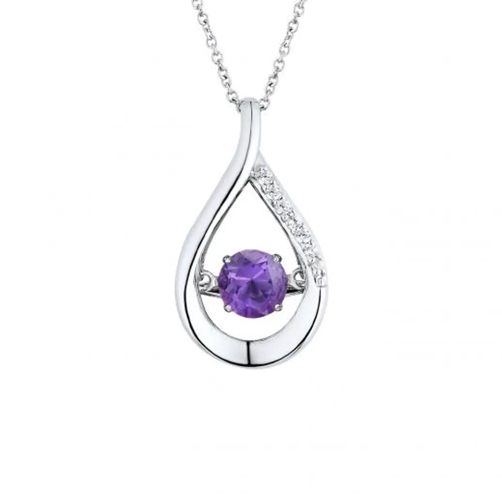 Sterling Silver Amethyst & Cubic Zirconia Dancing Pendant