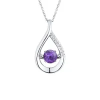 Sterling Silver Amethyst & Cubic Zirconia Dancing Pendant