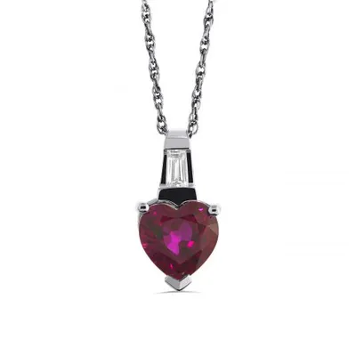 Sterling Silver Created Ruby & Created White Sapphire Pendant