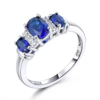 Sterling Silver Created Sapphire & Created White Sapphire Ring