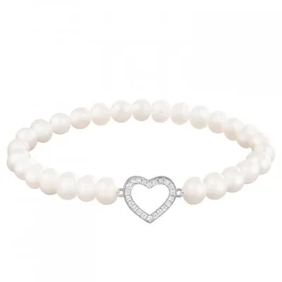 Sterling Silver 6-7mm Freshwater Pearl & Cubic Zirconia Bracelet