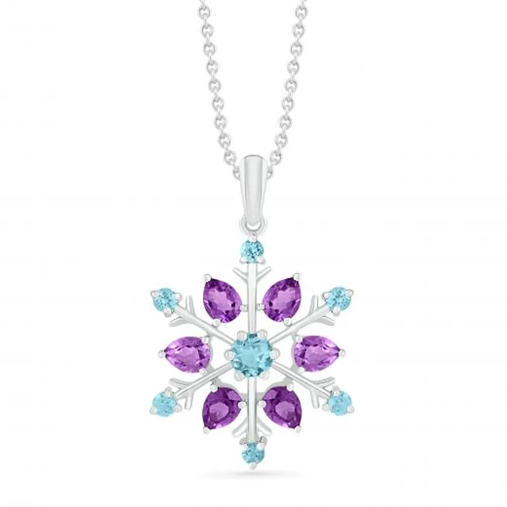 Sterling Silver Amethyst & Blue Topaz Pendant