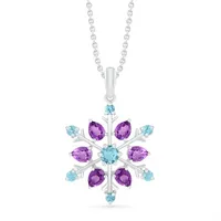 Sterling Silver Amethyst & Blue Topaz Pendant