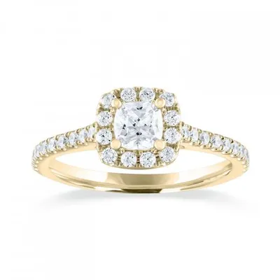 Diamond Revelations 14K Yellow Gold 0.80CTW Cushion Cut Ring