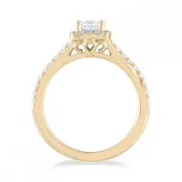 Diamond Revelations 14K Yellow Gold 0.70CTW Princess Cut Halo Ring