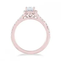 Diamond Revelations 14K Rose Gold 0.70CTW Princess Cut Halo Ring