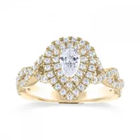 Diamond Revelations 14K Yellow Gold 0.95CTW Pear Shaped Ring