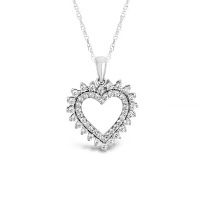 10K White Gold 0.50CTW Diamond Heart Pendant