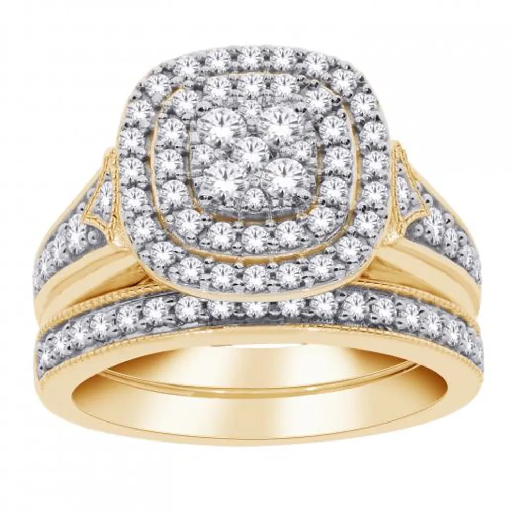 10K Yellow Gold 1.00CTW Diamond Bridal Set