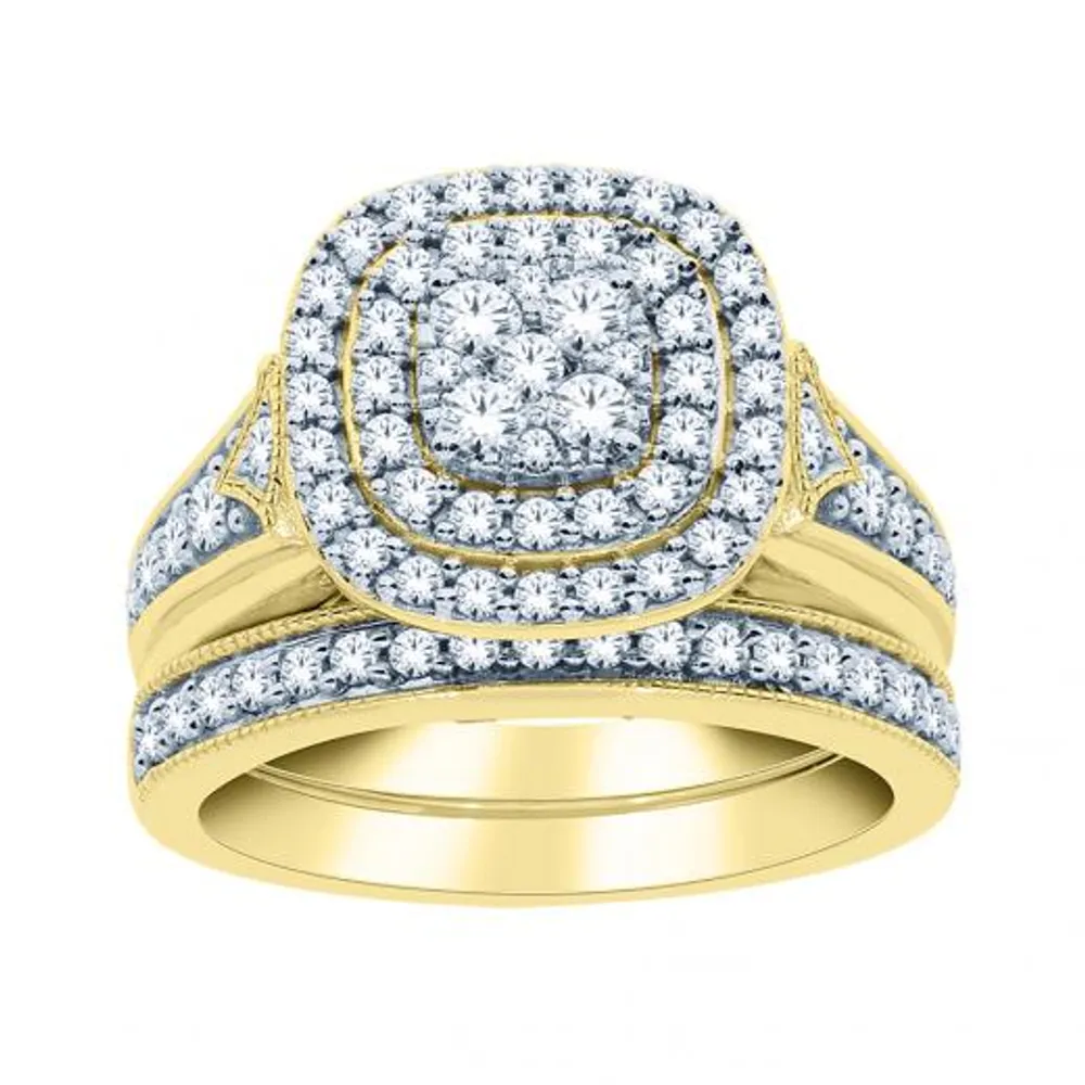 10K Yellow Gold 1.00CTW Diamond Bridal Set