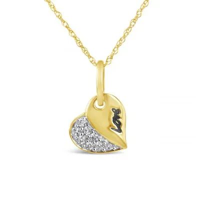 10K Yellow Gold 0.06CTW Diamond Love Heart Pendant