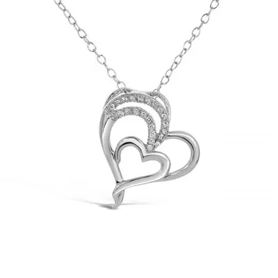 10K White Gold 0.04CTW Diamond Heart Pendant