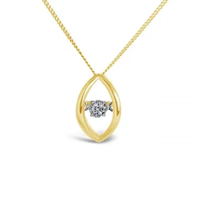 10K Yellow and White Gold 0.02CT Dancing Diamond Pendant