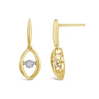 10K Yellow and White Gold 0.04CTW Dancing Diamond Earrings