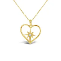10K Yellow Gold 0.03CTW Diamond Heart Star Pendant