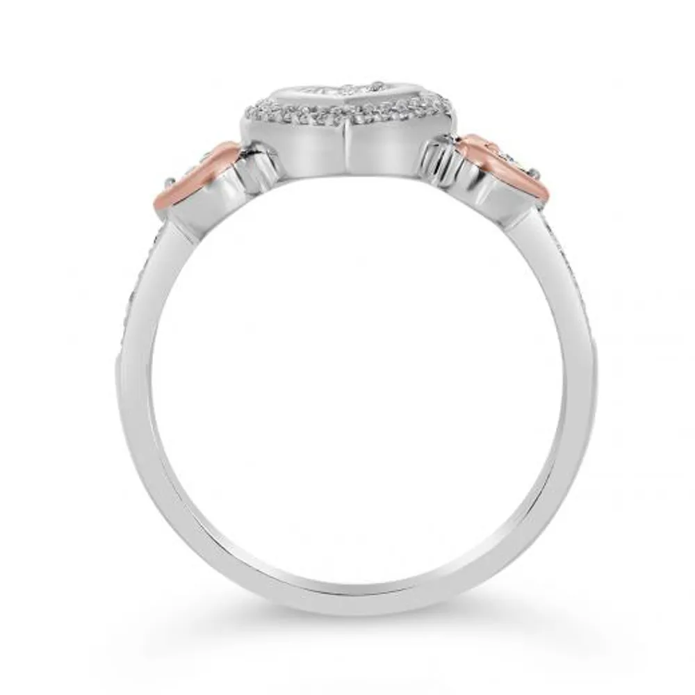 Sterling Silver & 10K Rose Gold Heart 0.11CTW Diamond Ring