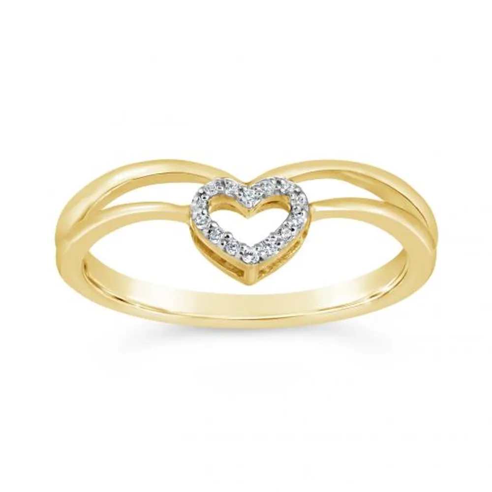 10K Yellow Gold 0.05CTW Diamond Heart Ring