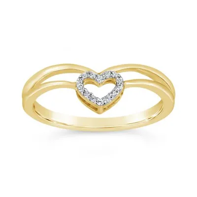 10K Yellow Gold 0.05CTW Diamond Heart Ring