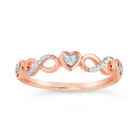 10K Rose Gold 0.09CTW Diamond Heart Ring