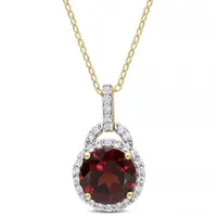 Julianna B Sterling Silver Yellow Plating Garnet & White Topaz Pendant