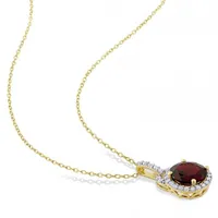 Julianna B Sterling Silver Yellow Plating Garnet & White Topaz Pendant