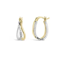 10K Yellow and White Gold Twisted Oval Earrings