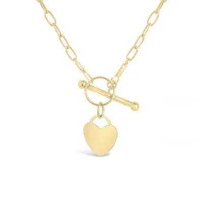 10K Yellow gold 18" 2.4mm Heart Toggle Necklace