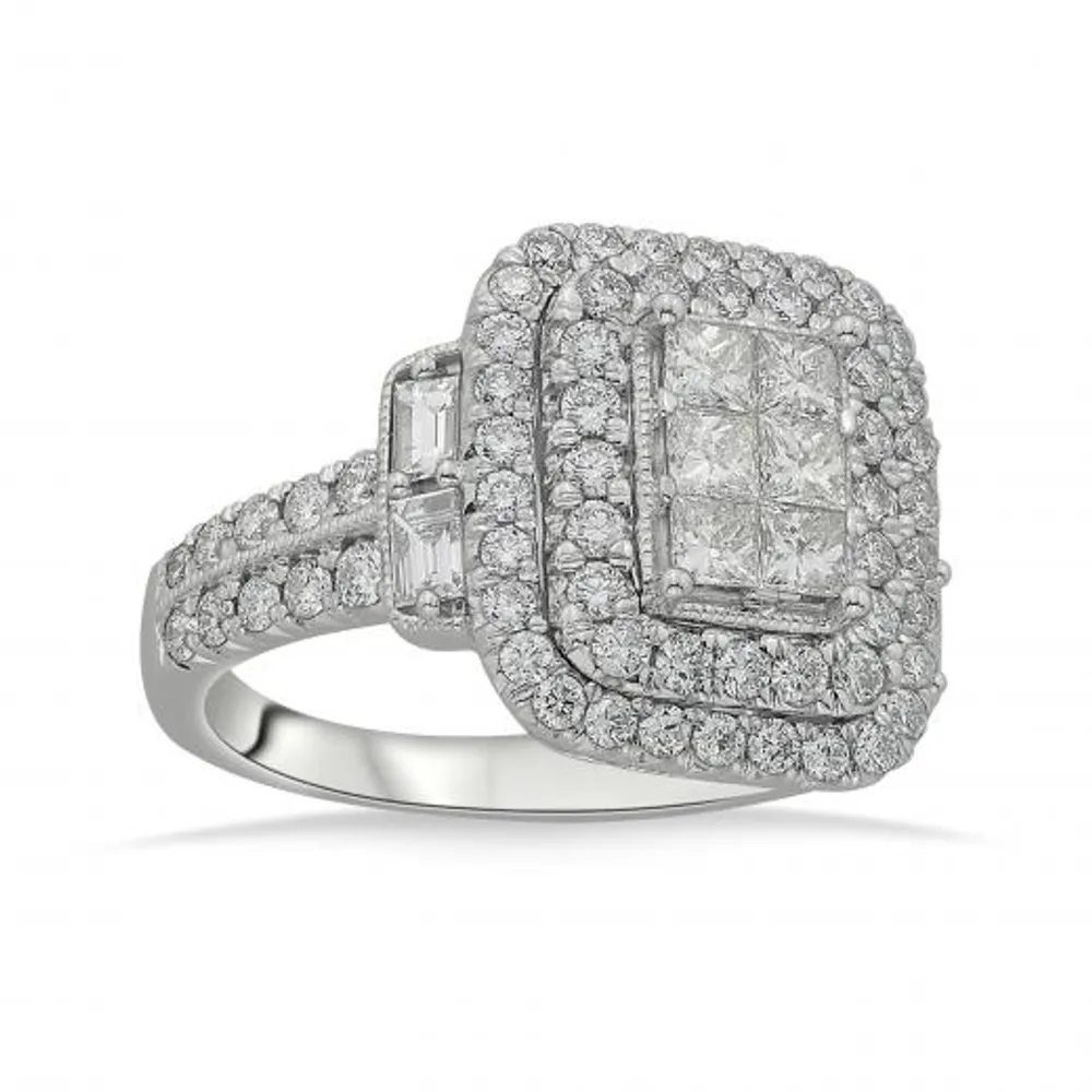 14K White Gold 2.00CTW Diamond Princessa Fashion Ring