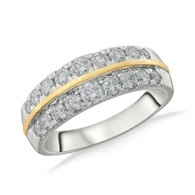 14K White & Yellow Gold Two Tone 1.00CTW Diamond Band