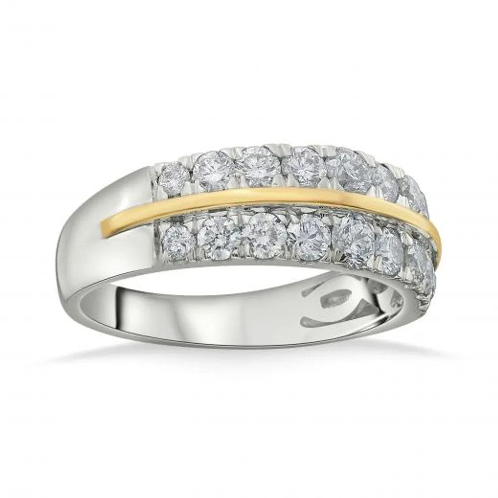 14K White & Yellow Gold Two Tone 1.00CTW Diamond Band