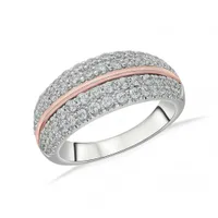 14K White & Rose Gold Two Tone 1.00CTW Diamond Band