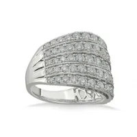 14K White Gold 2.00CTW Diamond Five Row Band