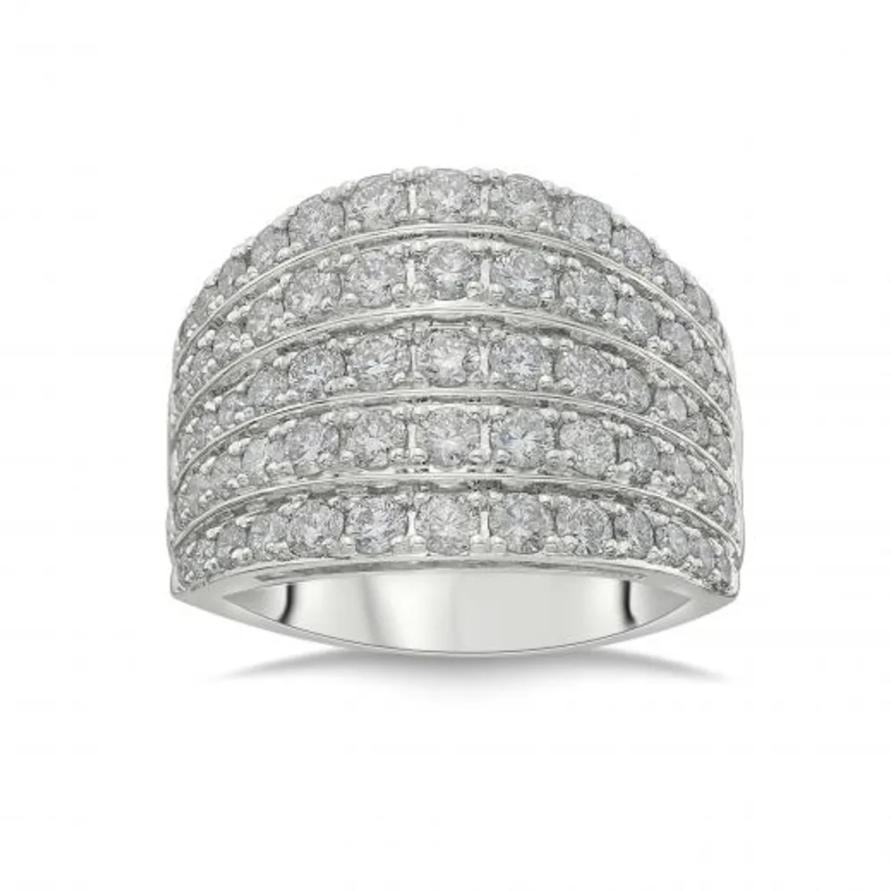 14K White Gold 2.00CTW Diamond Five Row Band