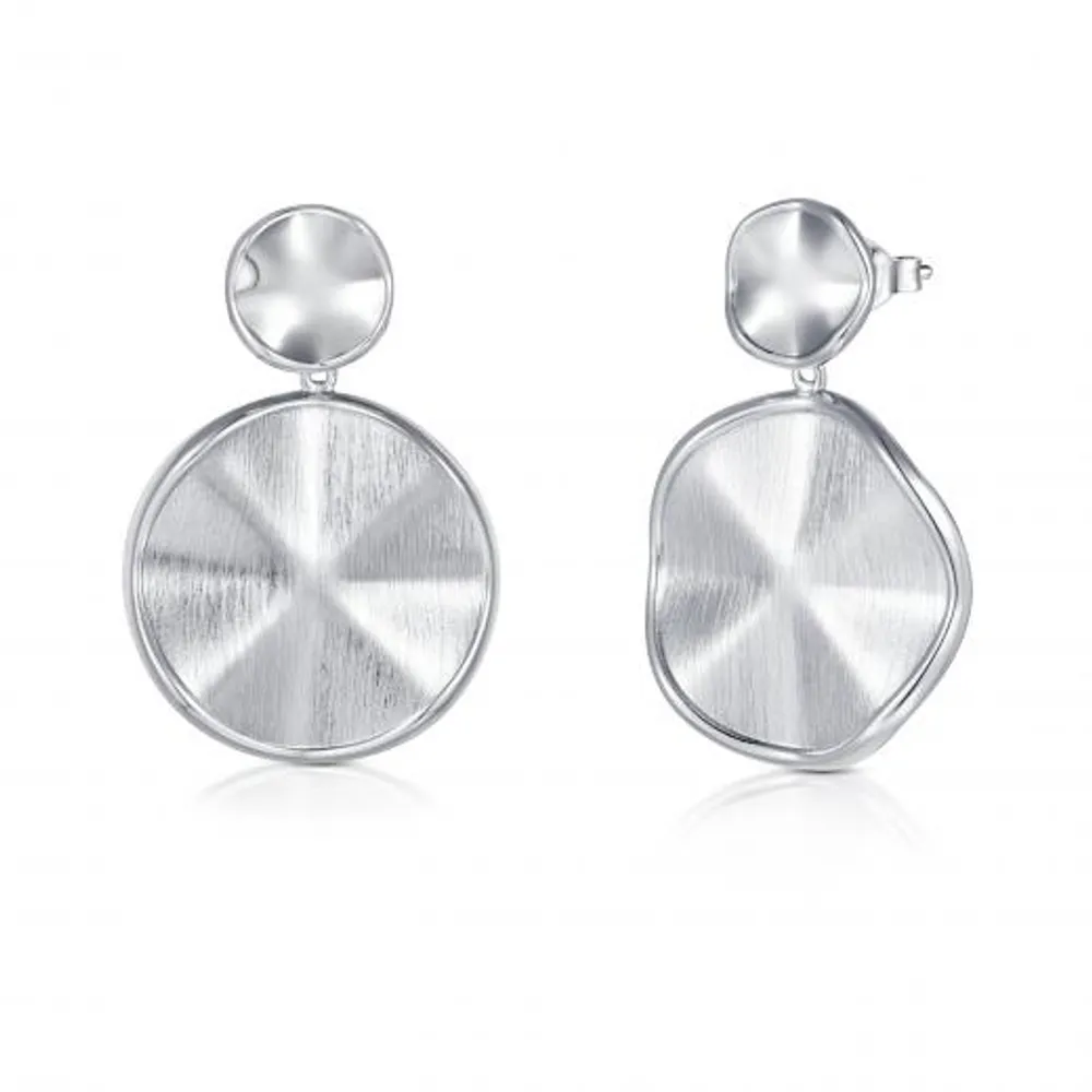 Sterling Silver Textured Circle Earrings