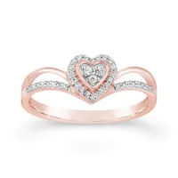 10K Rose Gold 0.10CTW Diamond Heart Ring