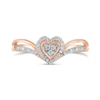 10K Rose Gold 0.10CTW Diamond Heart Ring