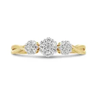 10K Yellow Gold 0.25CTW Diamond Three Cluster Ring