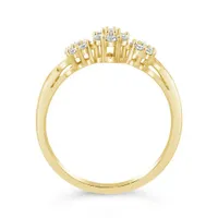 10K Yellow Gold 0.25CTW Diamond Three Cluster Ring