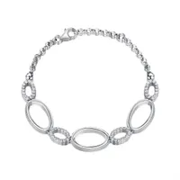 Sterling Silver Cubic Zirconia Oval Bracelet