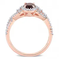 Julianna B 10K Rose Gold Garnet, White Topaz & 0.30CTW Diamond Ring