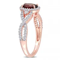 Julianna B 10K Rose Gold Garnet, White Topaz & 0.30CTW Diamond Ring