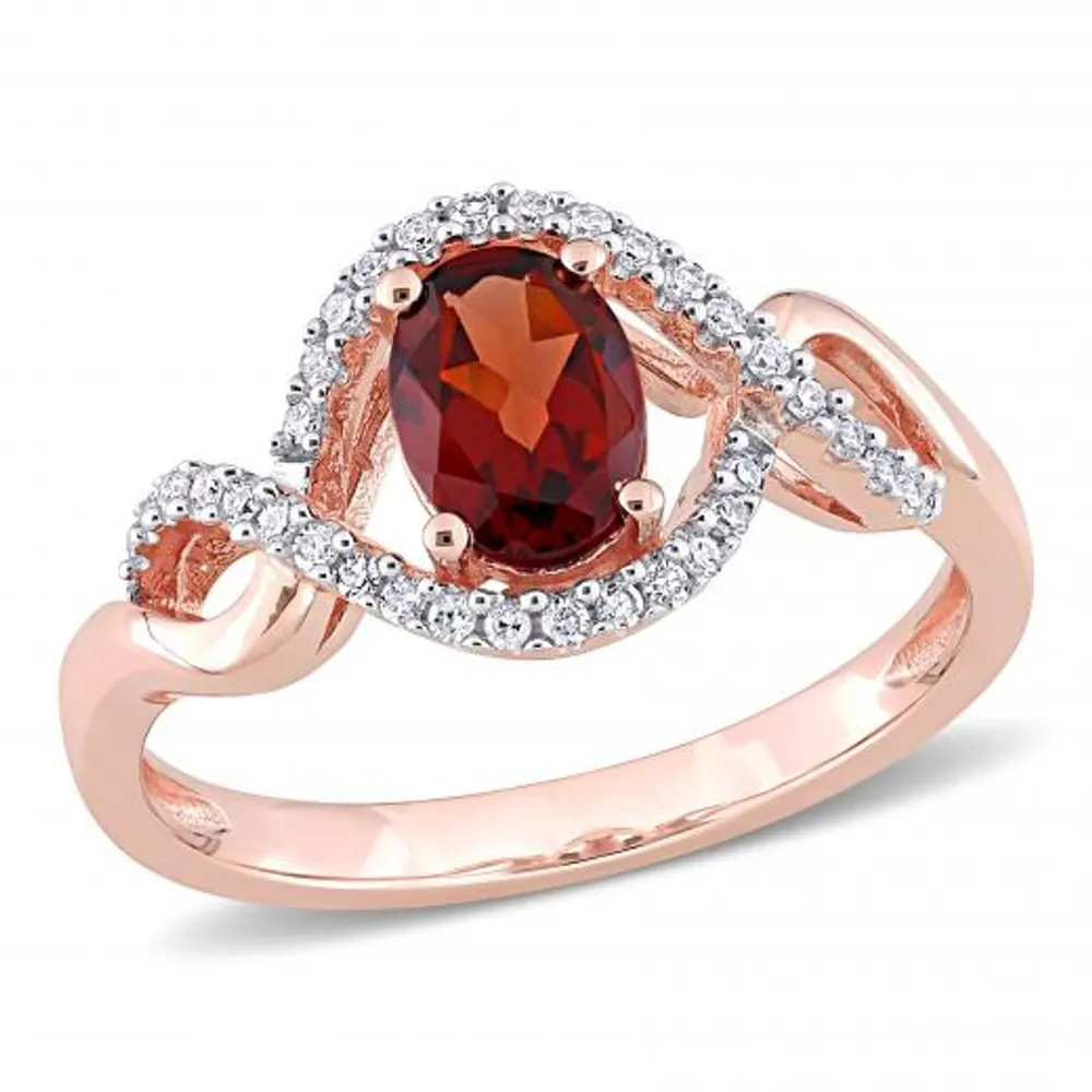 Julianna B 10K Rose Gold Garnet & 0.16CTW Diamond Ring