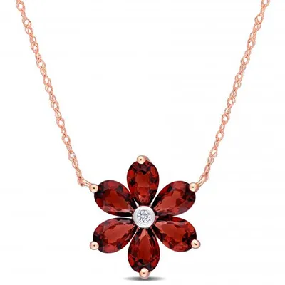 Julianna B 10K Rose Gold Garnet & 0.02CTW Diamond Pendant