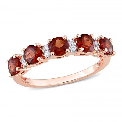 Julianna B Rose Plated Sterling Silver Garnet & White Topaz Ring