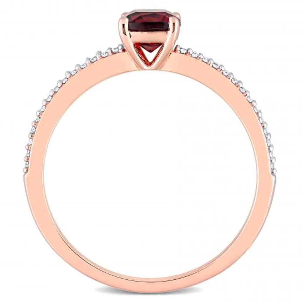 Julianna B 10K Rose Gold Garnet & 0.08CTW Diamond Ring