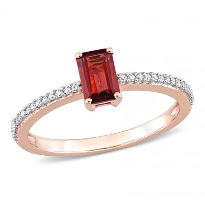 Julianna B 10K Rose Gold Garnet & 0.09CTW Diamond Ring