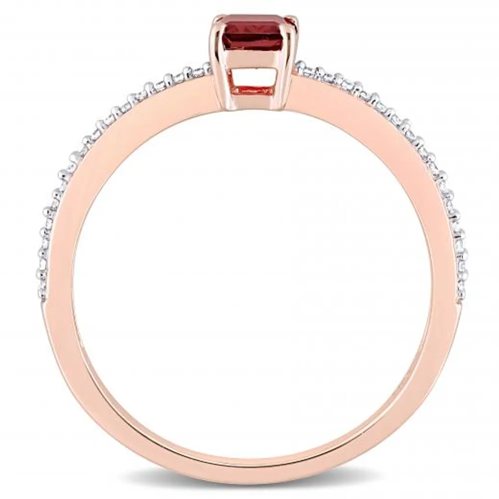 Julianna B 10K Rose Gold Garnet & 0.09CTW Diamond Ring