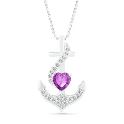 Sterling Silver Amethyst & Created White Sapphire Pendant