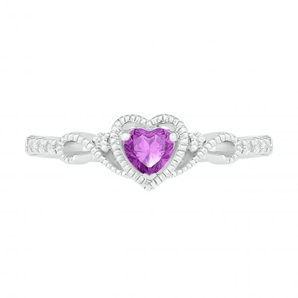 10K Amethyst & 0.10CTW Diamond Ring