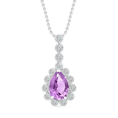 Sterling Silver Amethyst & Created White Sapphire Pendant